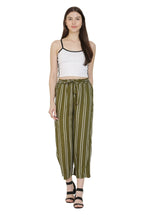 Asmaani Olive Green Color Rayon Fabric Stripped Palazzo