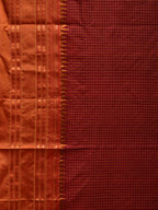 Brown and Mustard Narayanpet Silk Handloom Plain Saree with Traditional Border Design No Blouse - Global Threads