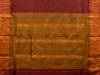 Brown and Mustard Narayanpet Silk Handloom Plain Saree with Traditional Border Design No Blouse - Global Threads