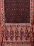 Brown Bandhani Paithani Silk Handloom Saree with Peacocks Border and Pallu Design - Global Threads