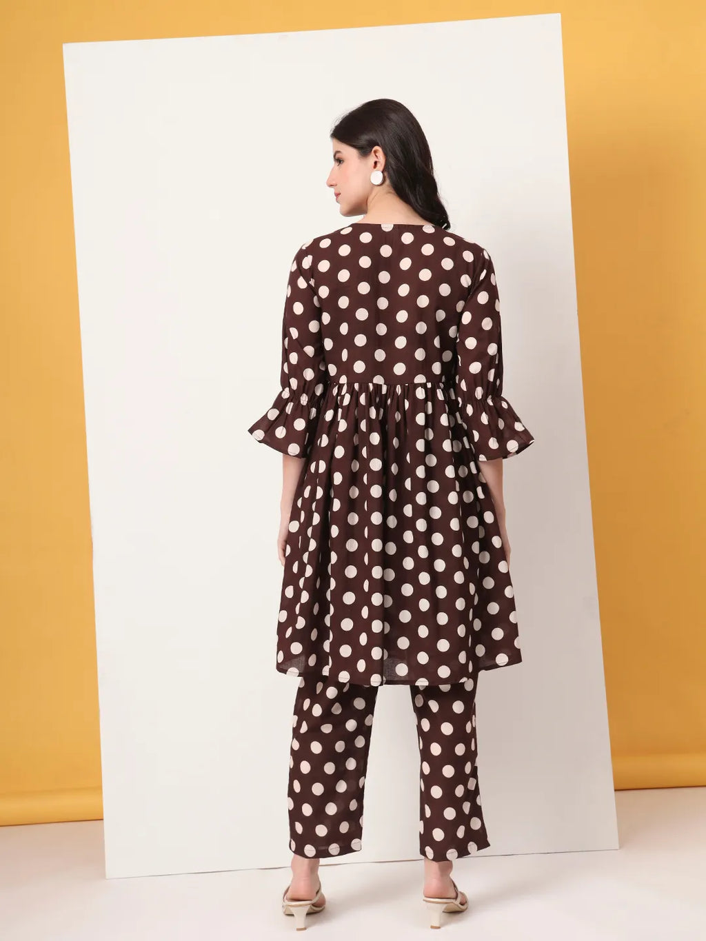 Yufta Brown Cotton Maternity Gathered Or Pleated Kurta Pants Set - Distacart