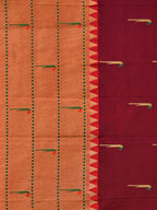 Brown Paithani Silk Handloom Saree with Triple Muniya Border and Pallu Design - Global Threads