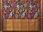 Brown Uppada Silk Handloom Saree with All Over Birds and Lotus Design - Global Threads