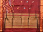 Brown Uppada Silk Handloom Saree with One Side Border Design - Global Threads