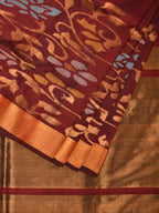 Brown Uppada Silk Handloom Saree with One Side Border Design - Global Threads
