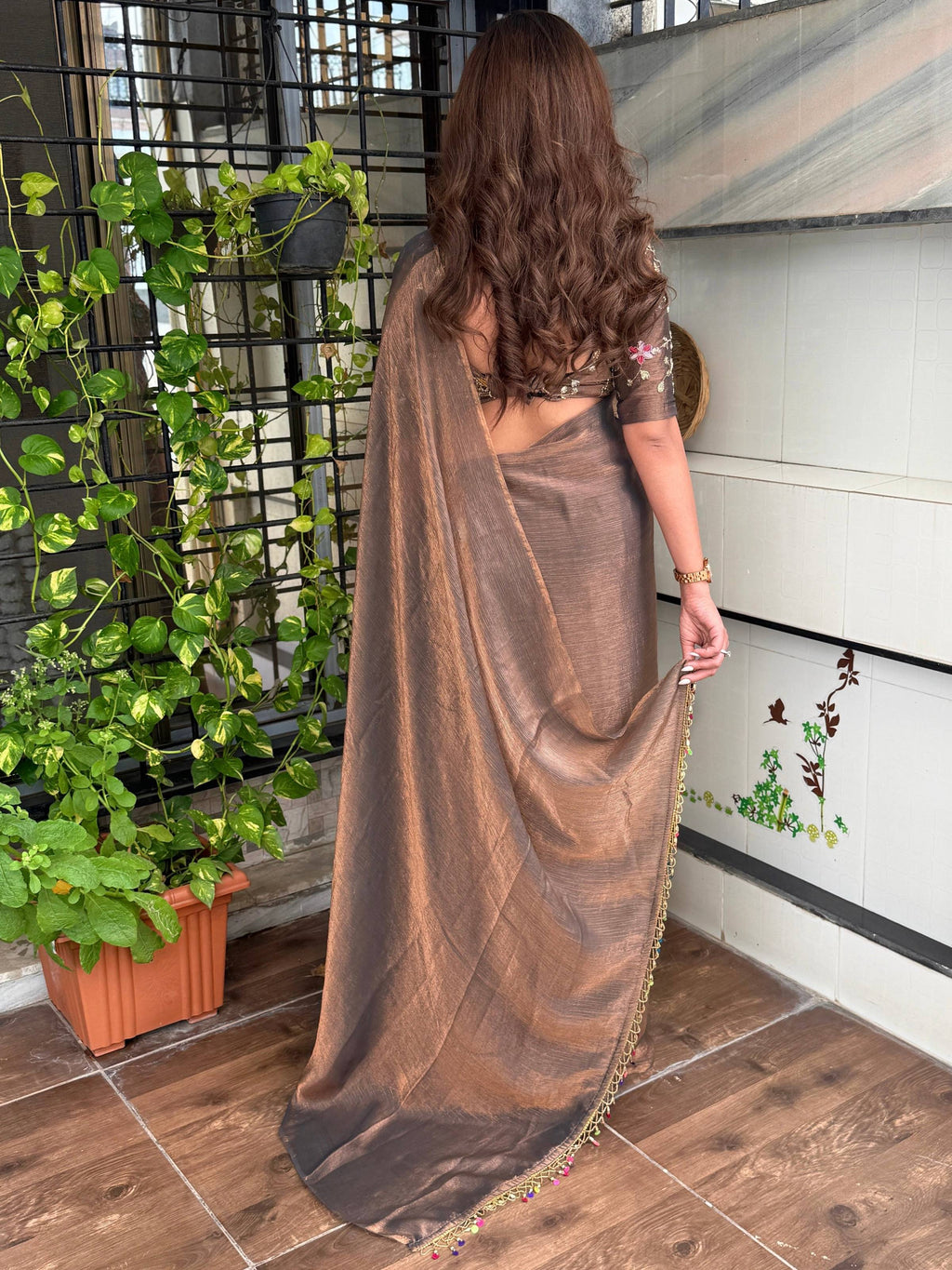 Evanik Soft Fandy Chiffon Beads Embroidered Work Party Wear Saree With Blouse - Distacart