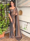Evanik Soft Fandy Chiffon Beads Embroidered Work Party Wear Saree With Blouse - Distacart