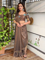 Evanik Soft Fandy Chiffon Beads Embroidered Work Party Wear Saree With Blouse - Distacart