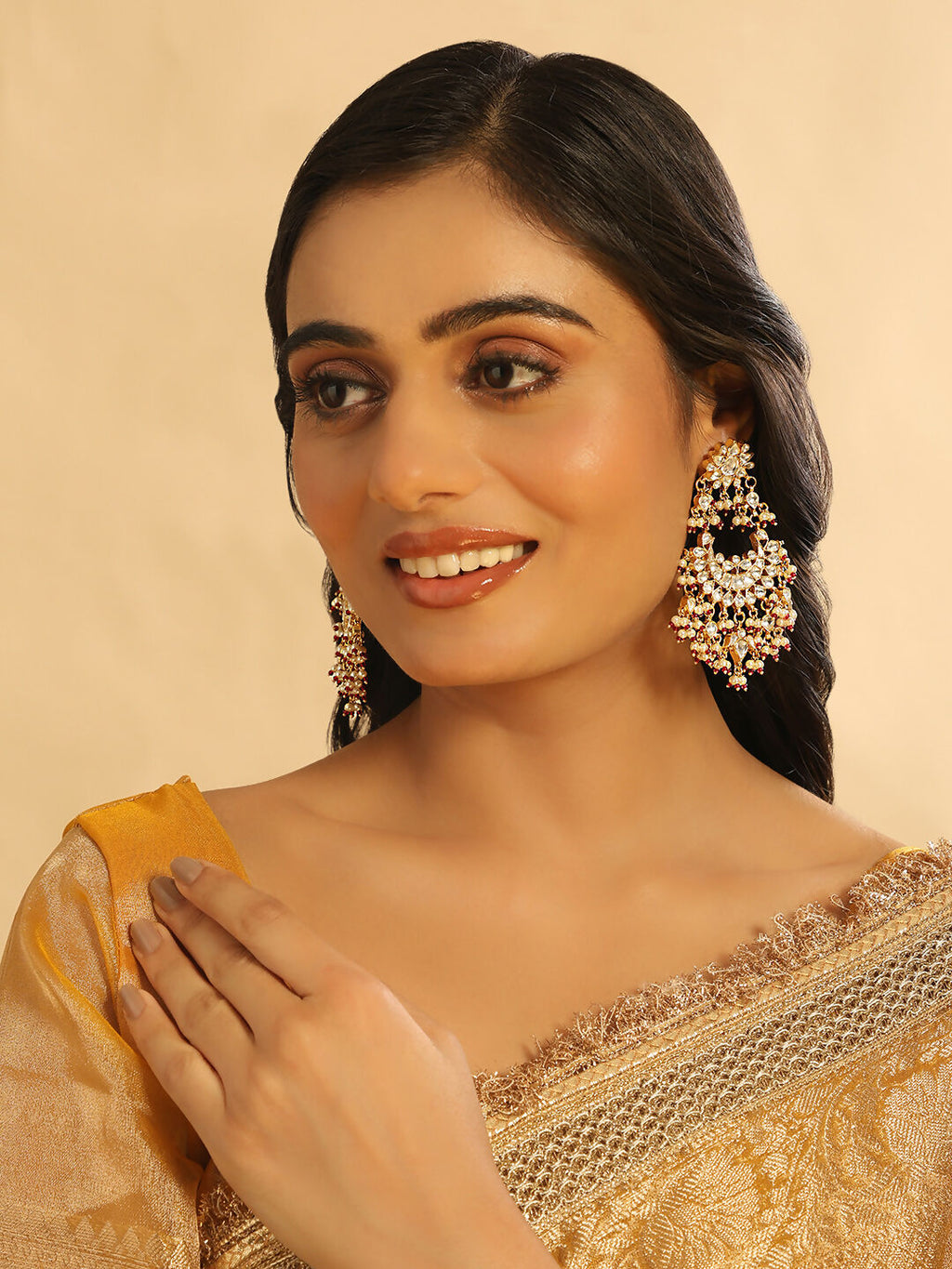 Nuyug 22K Gold Plated Pearl Empress Chandbali Earrings - Distacart