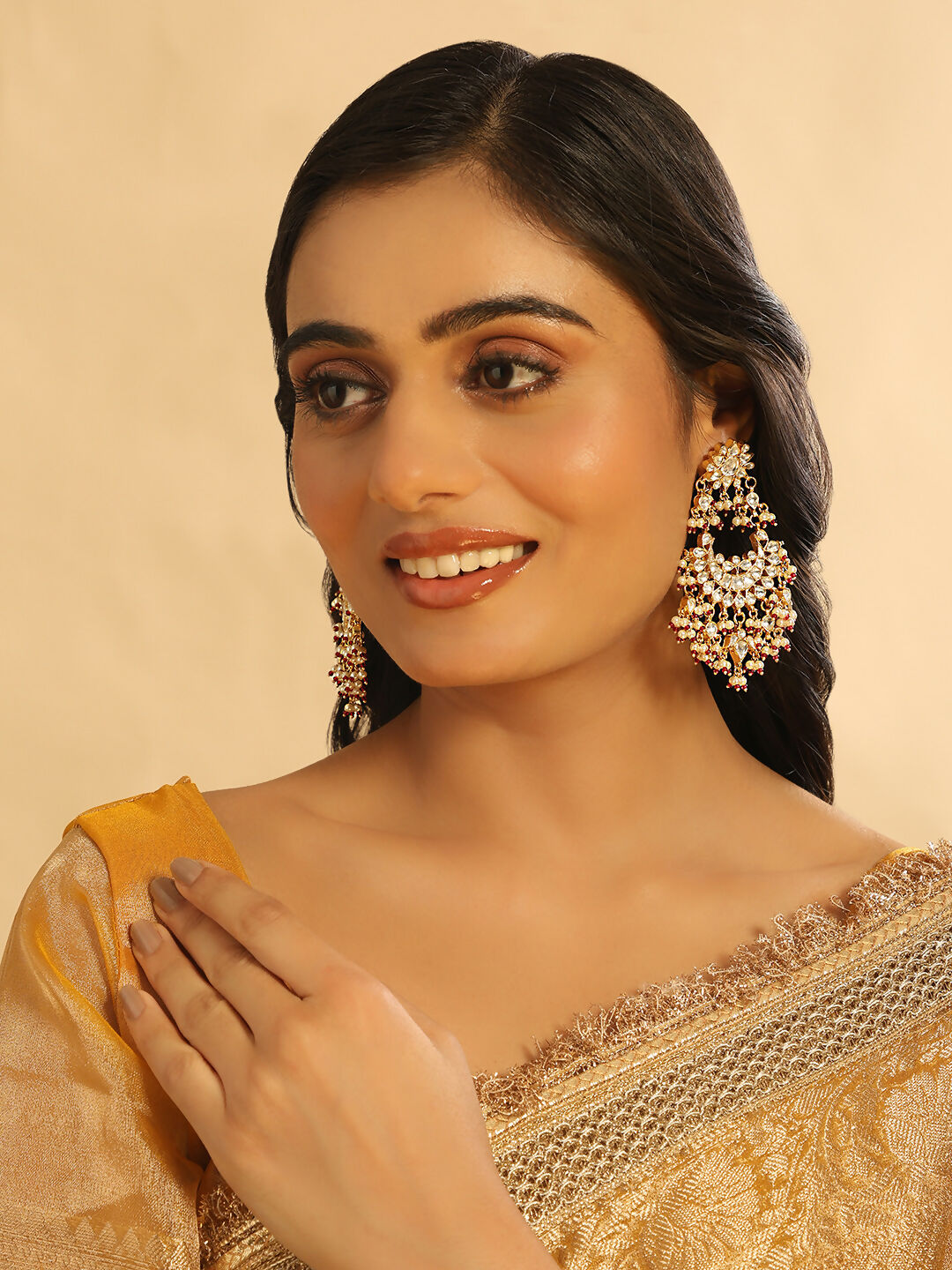 Nuyug 22K Gold Plated Pearl Empress Chandbali Earrings - Distacart