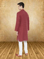 Even Apparels Men's Maroon Emboided Kurta