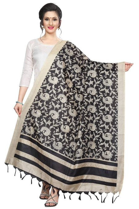 Vamika Peacock Printed Khadi Bhagalpuri Dupatta