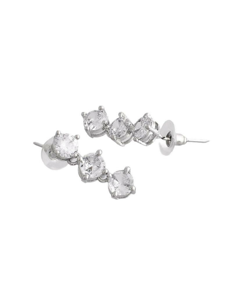 VOJ Silver Plated AD Studded Choker Jewellery Set