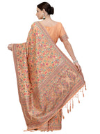 Peach Silk Blend Woven Design Saree With Unstitched Blouse Piece - Aloki