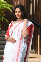 Beatitude White Cotton Tangail Handloom Saree