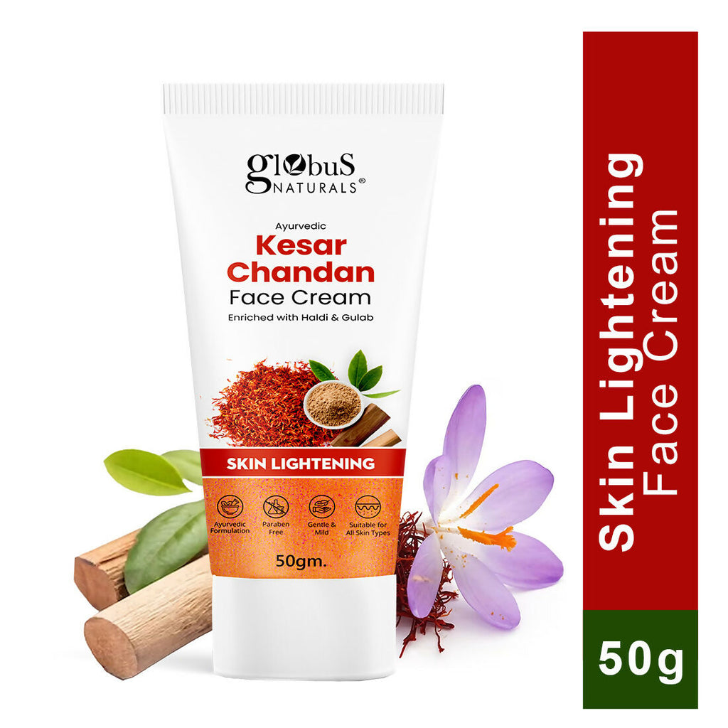 Globus Naturals Daily Glow Kesar Chandan Face Cream with SPF, Skin Lightening Formula For All Skin Types - Distacart