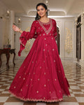 Jyoti Fashion Women's Rani Pink Soft Silk Embroidered Designer Kurta Set