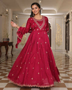 Jyoti Fashion Women's Rani Pink Soft Silk Embroidered Designer Kurta Set