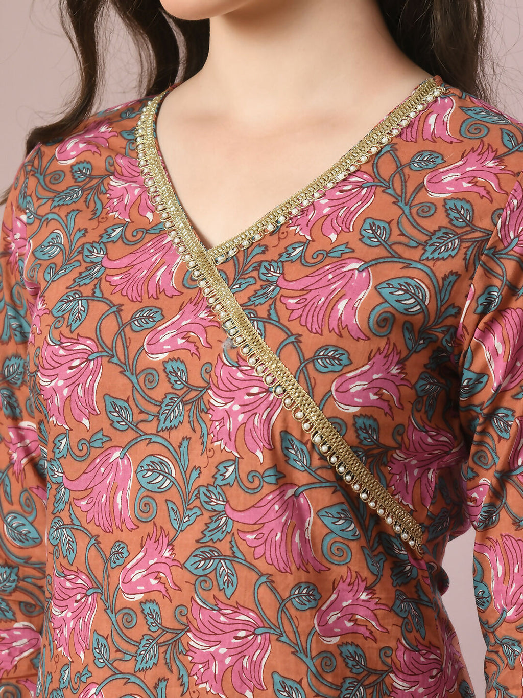 Myshka Women's Multi Printed Cotton Straight Party Kurta Set