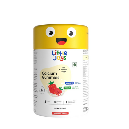 Little Joys Calcium & Vitamin D Gummies For Kids (2+ years) With Strawberry Flavour
