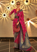 Trendy Weaving Silk Raspberry Pink Designer Saree - Emponline