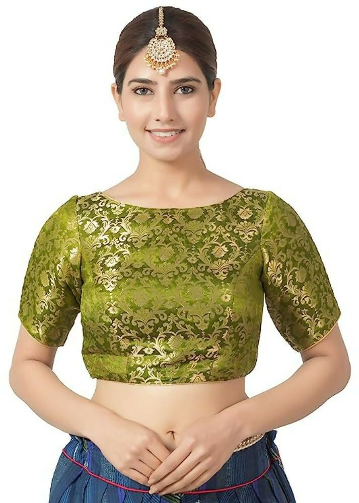 Amodini Designer Studio Women's Banarsi Brocade Heena Green Blouse