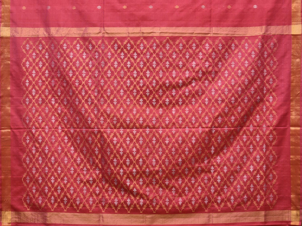 Burgundy Uppada Silk Handloom Saree with Jamdani Pallu Design - Global Threads