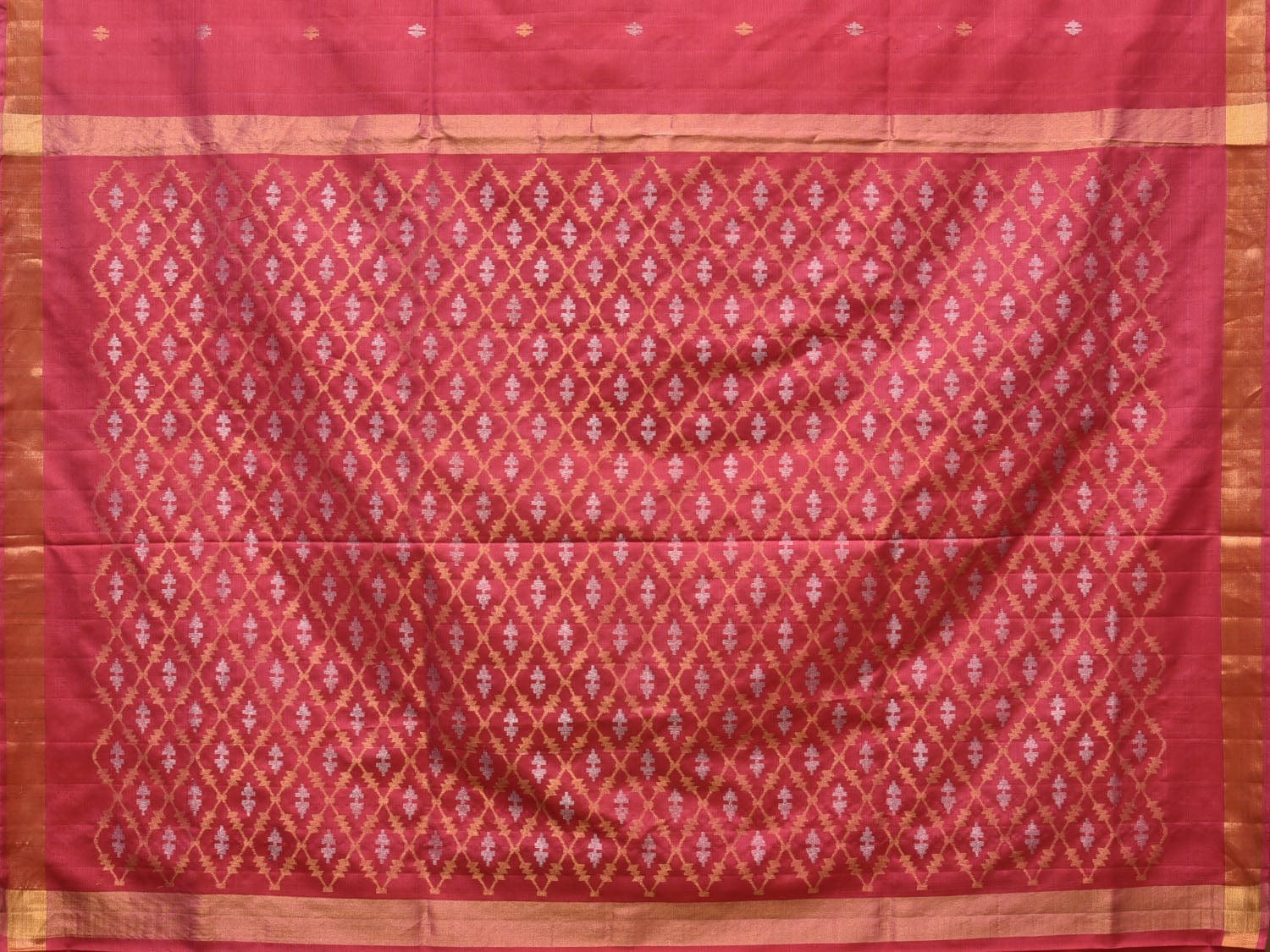 Burgundy Uppada Silk Handloom Saree with Jamdani Pallu Design - Global Threads