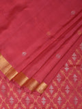 Burgundy Uppada Silk Handloom Saree with Jamdani Pallu Design - Global Threads