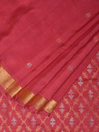 Burgundy Uppada Silk Handloom Saree with Jamdani Pallu Design - Global Threads