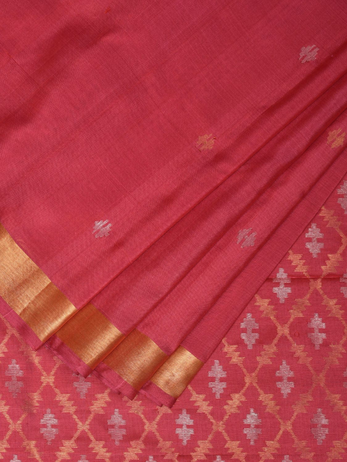 Burgundy Uppada Silk Handloom Saree with Jamdani Pallu Design - Global Threads