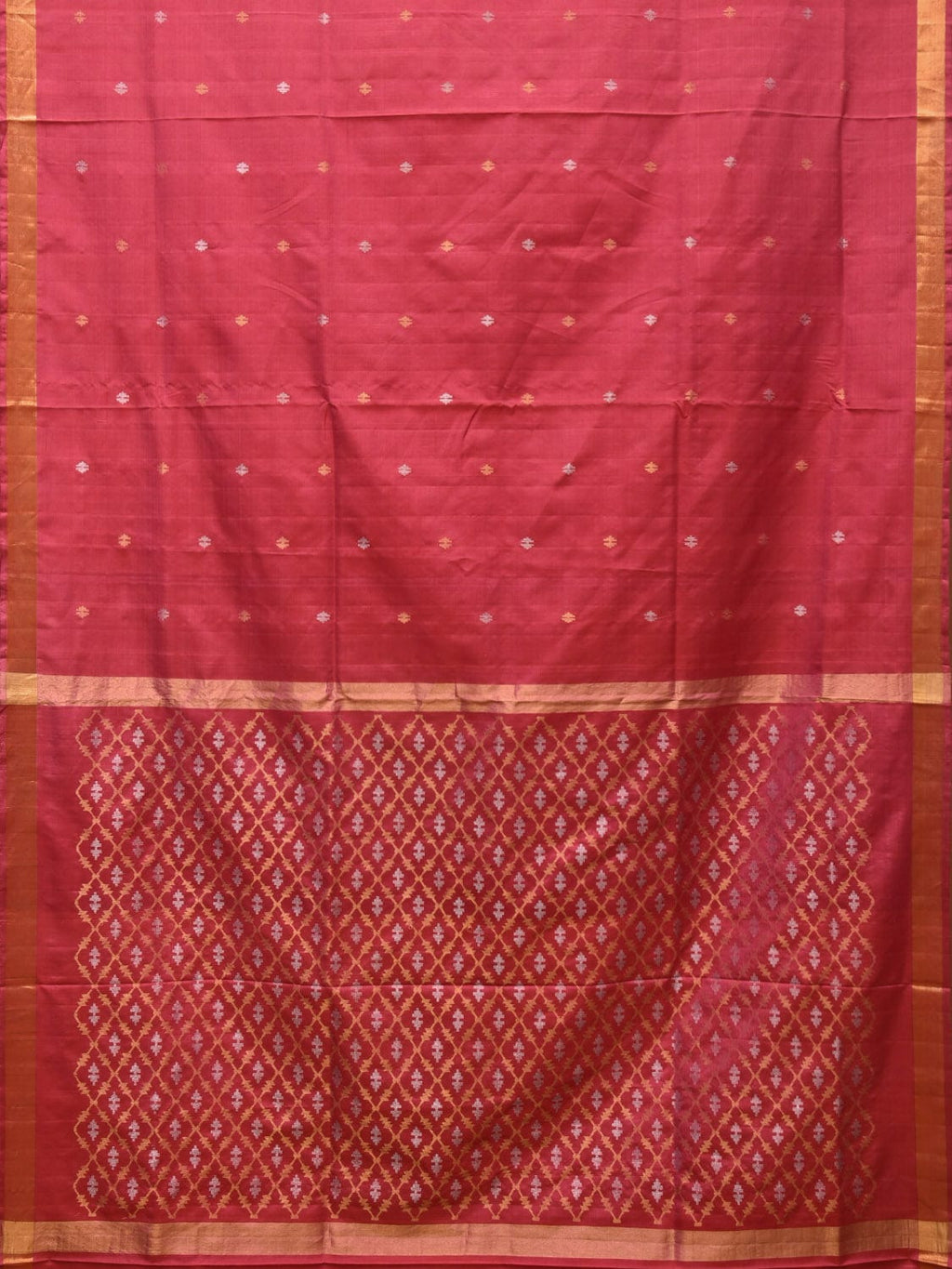 Burgundy Uppada Silk Handloom Saree with Jamdani Pallu Design - Global Threads