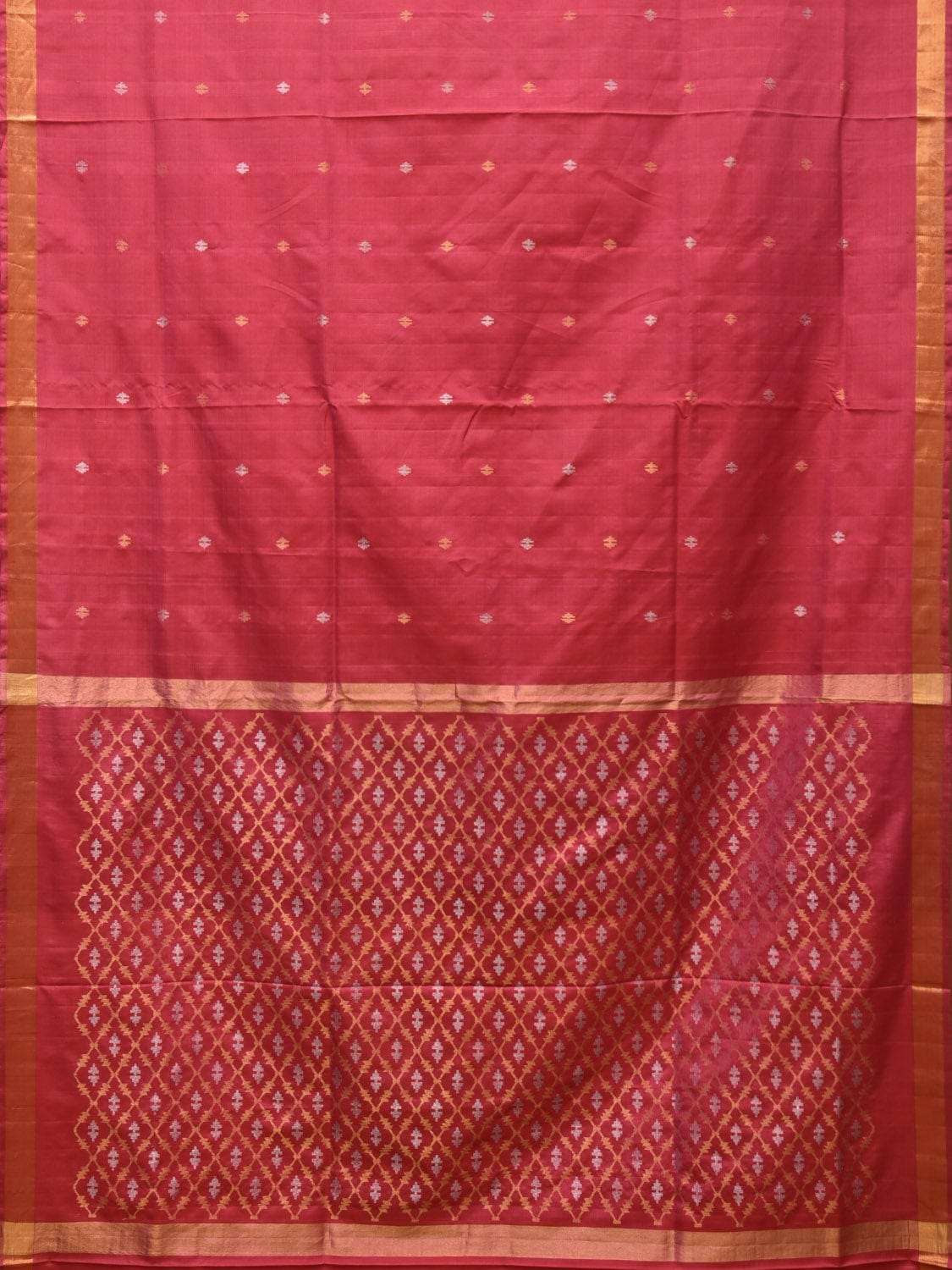 Burgundy Uppada Silk Handloom Saree with Jamdani Pallu Design - Global Threads
