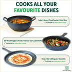 The Indus Valley CASTrong Cast Iron Cookware Set: Tawa+ Kadai+ Frypan, Kitchen Set for Home, Pre-seasoned, 100% Pure, Induction, Tadka Pan