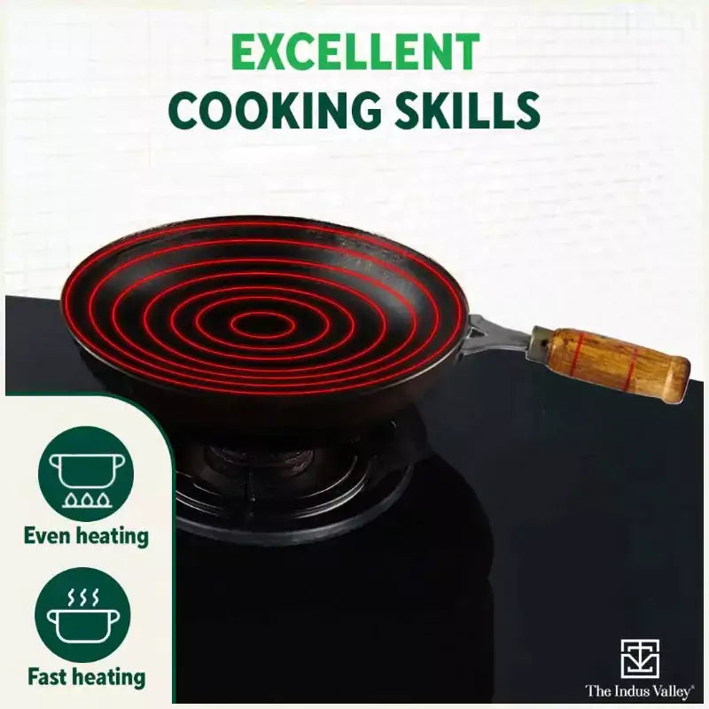 The Indus Valley 100% Pure Iron Cookware Set: Tawa+ Fry Pan+ Wok, Toxin-free Sheet Iron, Pre-seasoned, Induction & Gas, Kitchen Set for Home, Kadai
