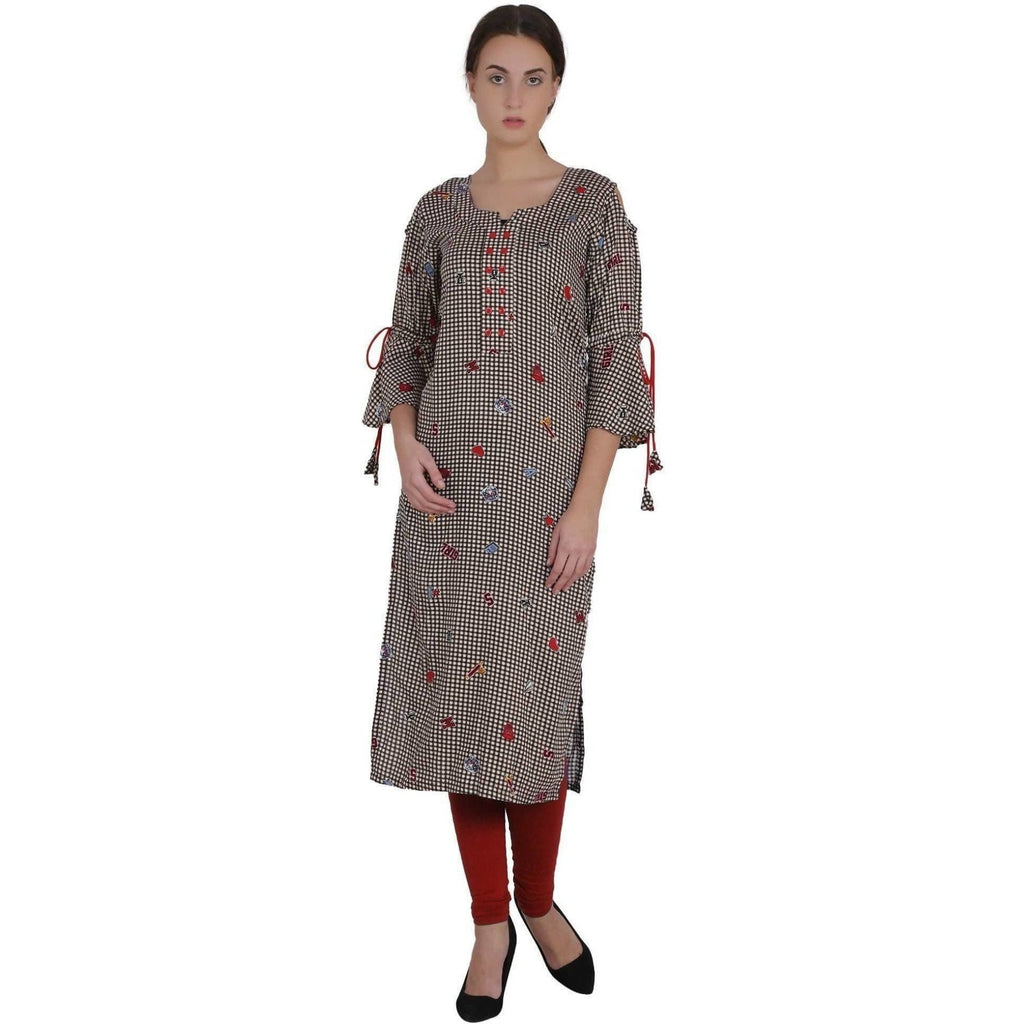 Kanoor Garments Women's Brown Rayon Straight Kurti
