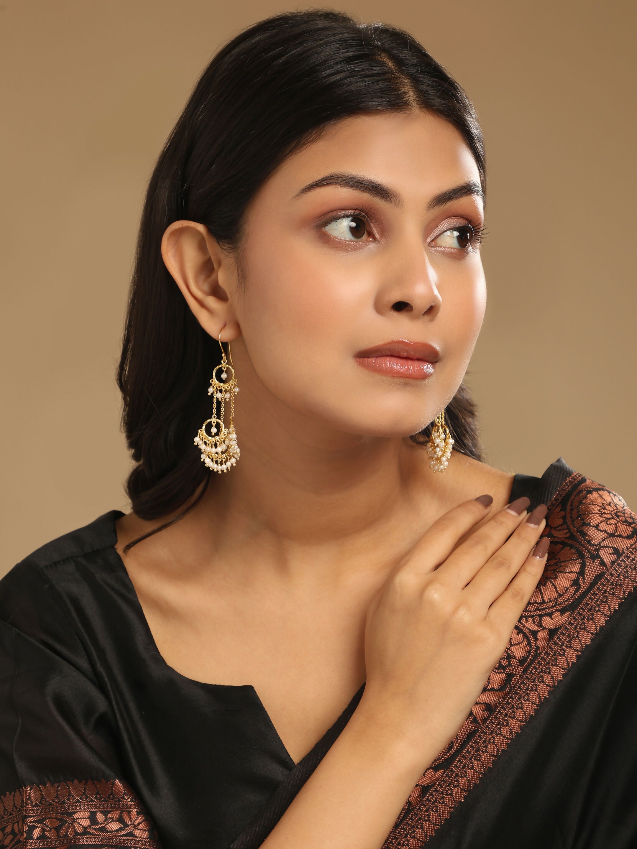 Nuyug 18k Golden Ring Pearl Drops Anti Tarnish Earrings - Distacart