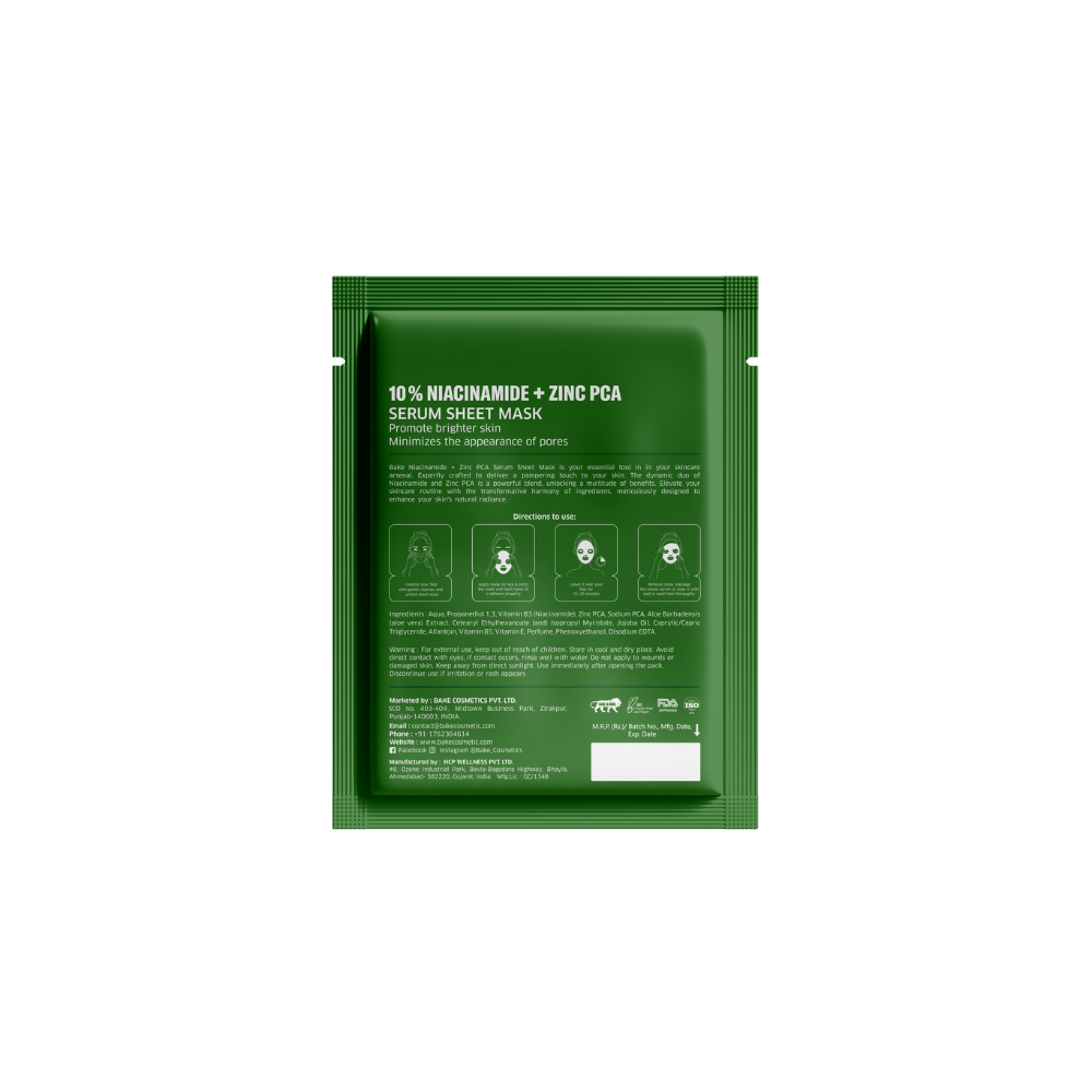 Bake 10% Niacinamide + Zinc PCA Serum Sheet Mask - Distacart