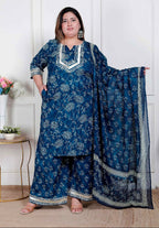 Miravan Plus Size Women'S Gota Patti Cotton Kurta Paired With Palazzo And Dupatta - Distacart