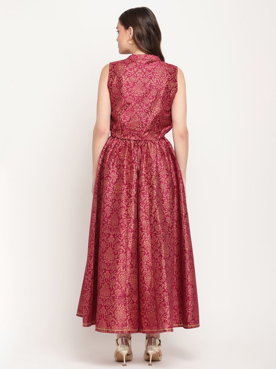 Ahalyaa Women Burgundy Floral Printed Regular Top with Palazzos - Distacart