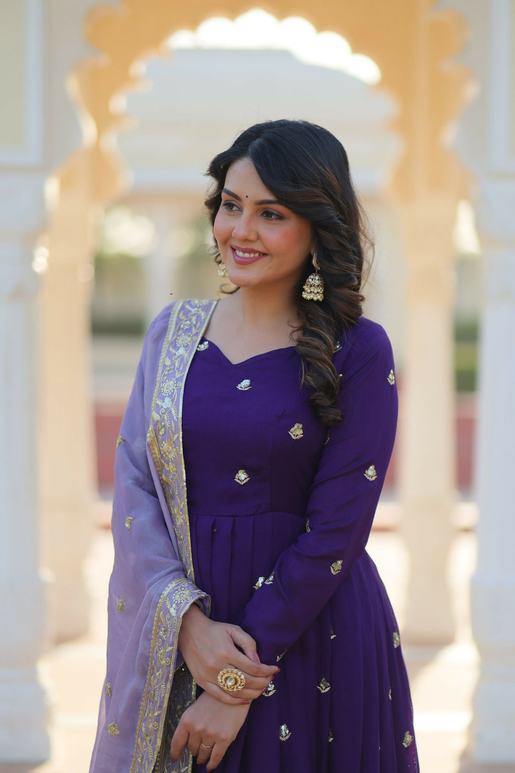 Joban Fashion Blue Georgette Sequence Embroidery Work Kurta Set - Distacart