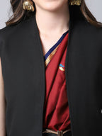 Even Apparels Black Polywool Open Front Women's Long Coat - Distacart