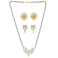AanyaCentric Gold-Polished Mangalsutra with Pendant, 2 Pair Earrings