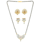 AanyaCentric Gold-Polished Mangalsutra with Pendant, 2 Pair Earrings