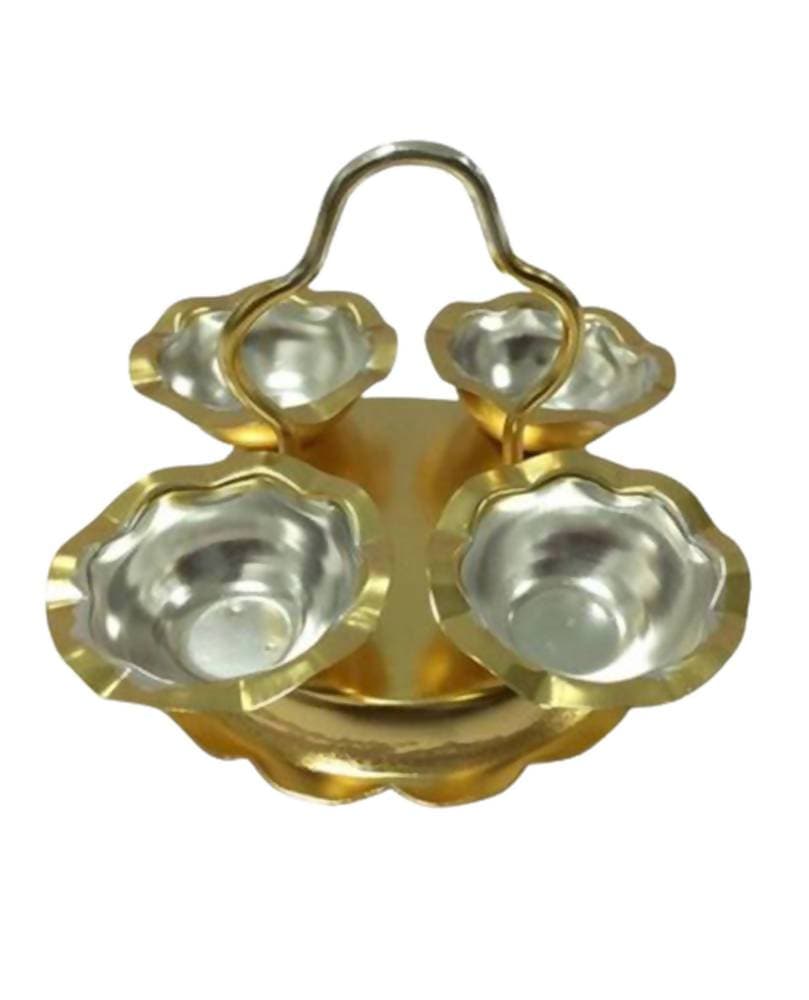 Puja N Pujari Kumkum Holder With Gold-Polished