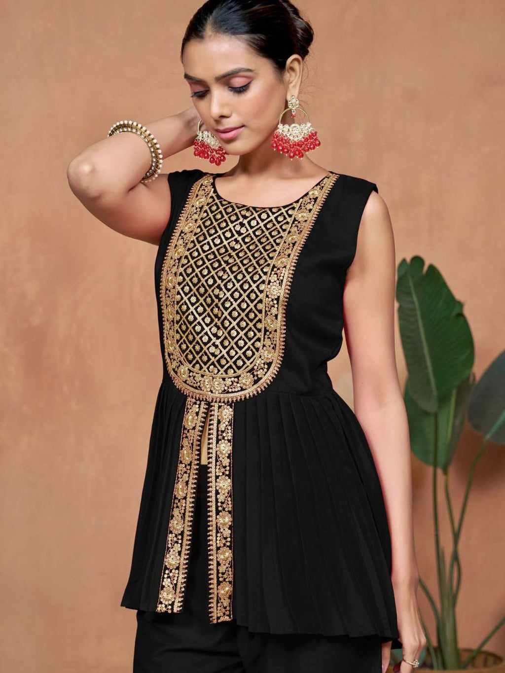 Sangria Embroidered A-line Kurta & Palazzo With Dupatta