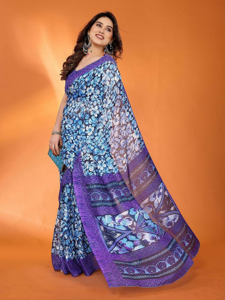 PR Fashion Jamun Kota Doria Printed Saree