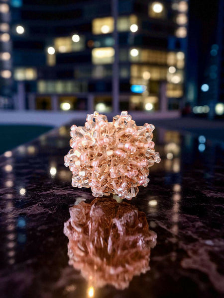 Inhanns Rang-E-Roshan Adjustable Ring – Handmade Crystal Statement Ring - Peach 2