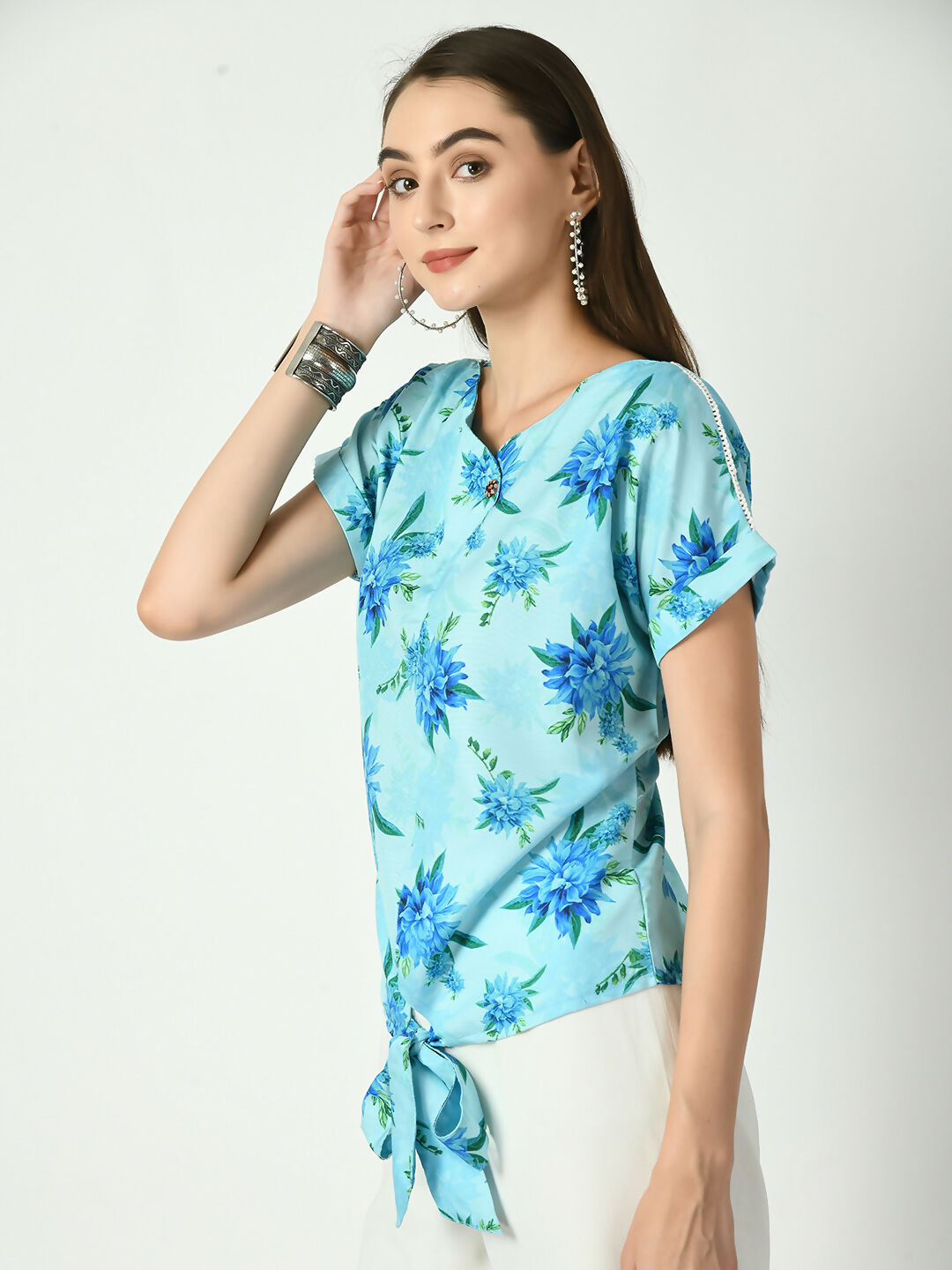 Myshka Women's Blue Printed Top