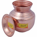 Handmade Pure Copper Kalash Lota With Lid Copper Kalash  (Height: 6.5 inch, Brown)